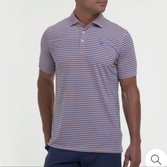 B. Draddy Sport Other - B. DRADDY SPORT Polo Shirt Kiawah Island Club Blue Stripe Golf Polo Shirt Large